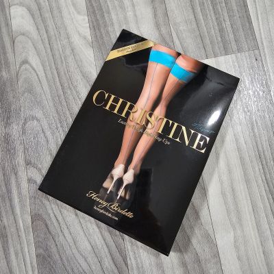 Honey Birdette Christine Turquoise Stockings Thigh Highs Hosiery Size S